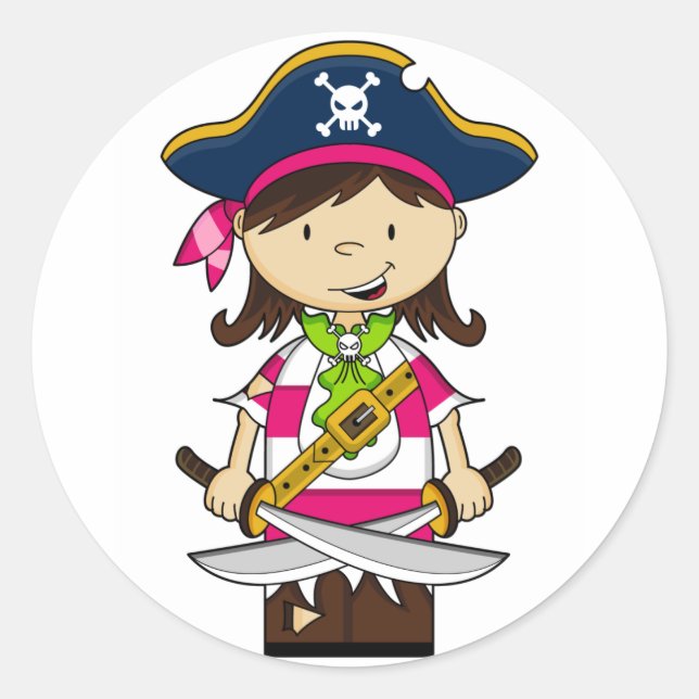 Rond Sticker de capitaine de pirate fille (Devant)
