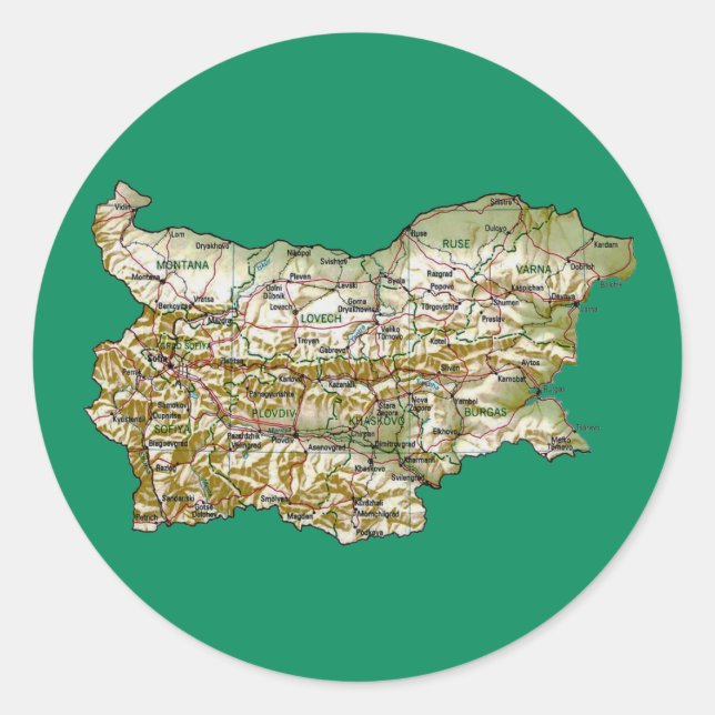 Rond Sticker de carte Bulgarie (Devant)