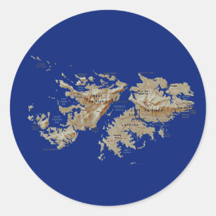 Rond Sticker de carte des îles Falkland