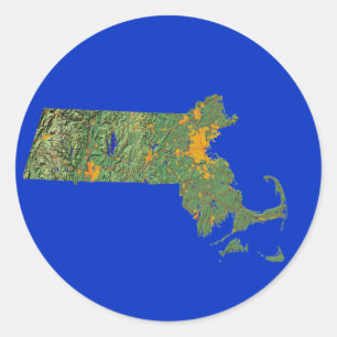 Rond Sticker de carte Massachusetts