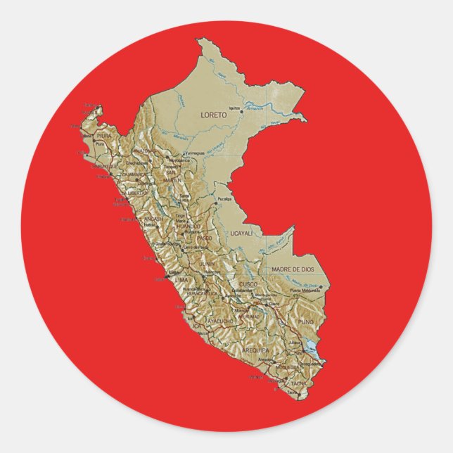 Rond Sticker de carte Pérou (Devant)