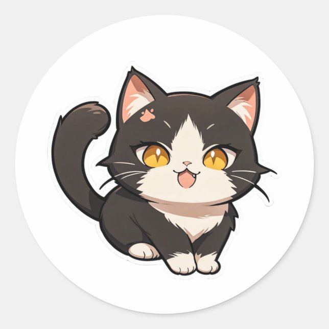 Rond Sticker de chat Chibi (Devant)