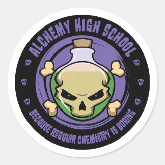 Rond Sticker de chimie amusant du lycée d'Alchimie
