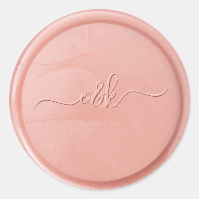 Rond Sticker de cire de Rose initial cursif (Devant)