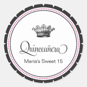 Rond Sticker de coing Quinceanera 15e anniversaire