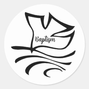 Rond Sticker de colombe de baptême