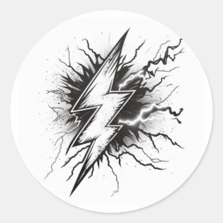 Rond Sticker de coloriage d'énergie de foudre