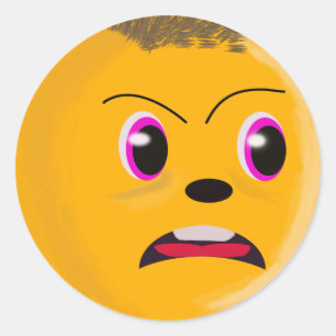Rond Sticker de couleur dorée à visage triste