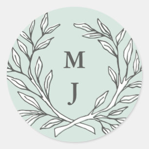 Rond Sticker de couronne de monogramme rustique à la me