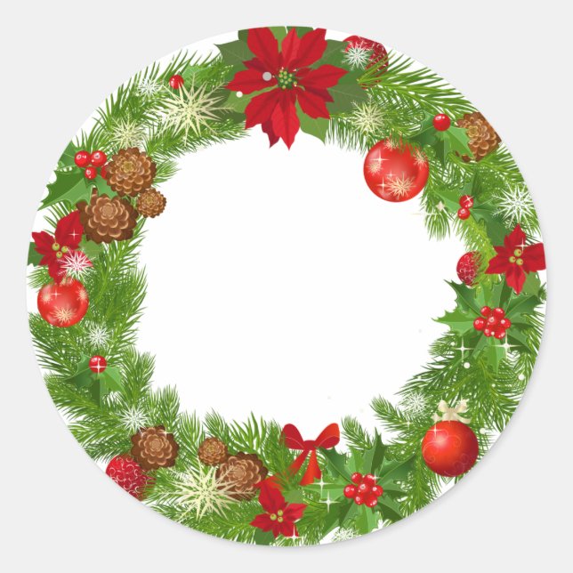 Rond Sticker de couronne de Noël (Devant)