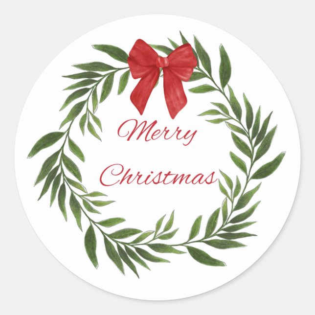 Rond Sticker de couronne de Noël Joyeux (Devant)