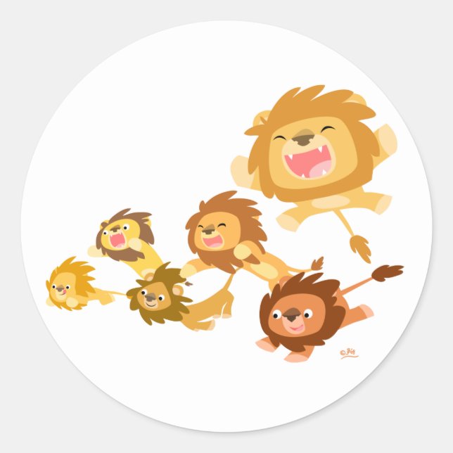 Rond Sticker de défilé des Lions en caricature (Devant)