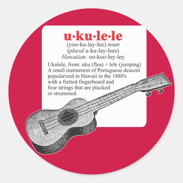 Rond Sticker de définition Ukulele (Devant)