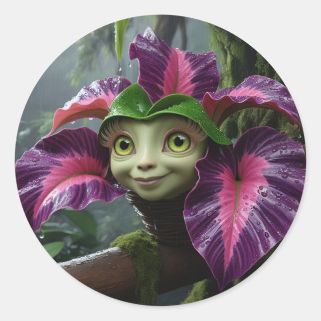 Rond Sticker de design tropical (Devant)