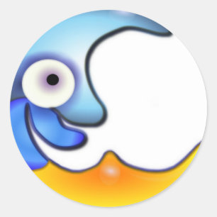 Rond Sticker de dessin animé de la Lune folle