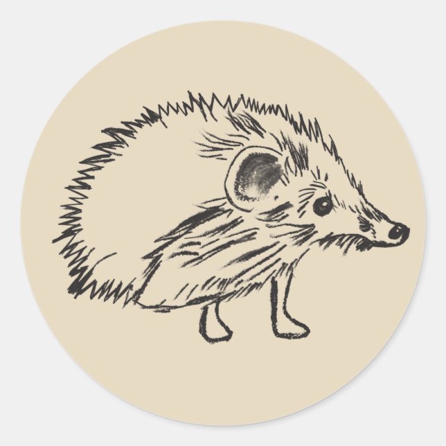 Rond Sticker de dessin de hérisson mignon (Devant)
