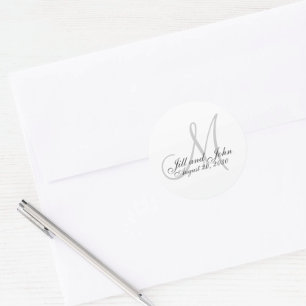 Rond Sticker de faveur de mariage monogramme