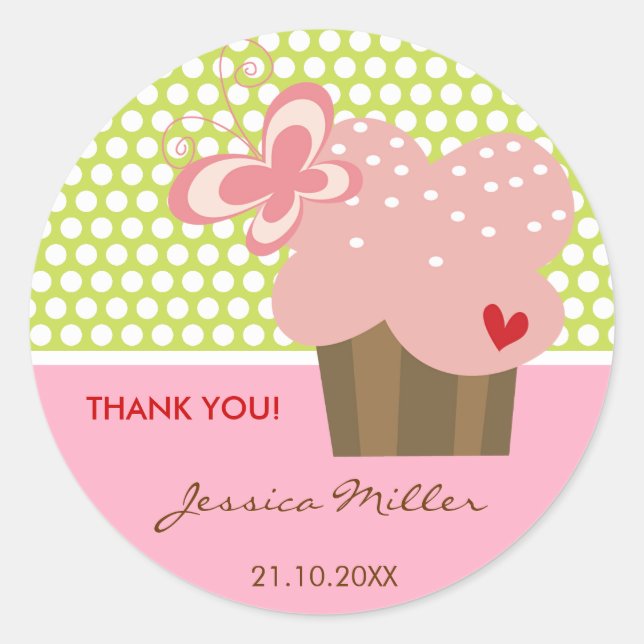 Rond Sticker de fête d'anniversaire de la fille de cupc (Devant)