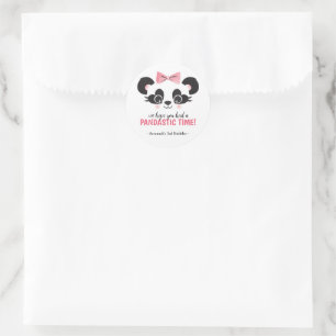 Rond Sticker de fête d'anniversaire de Panda Bear Rose 