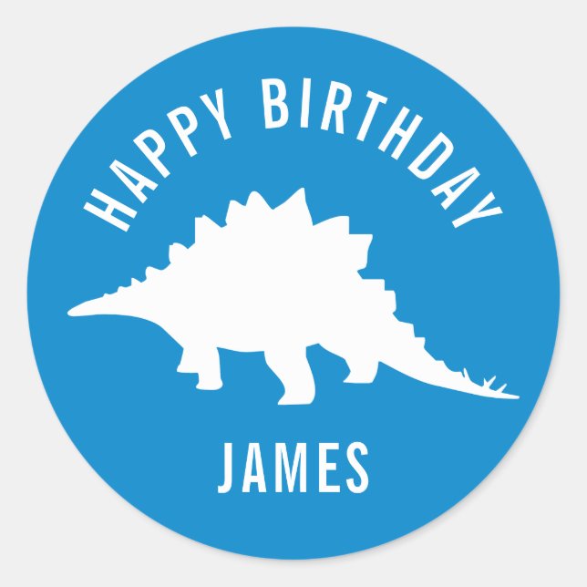 Rond Sticker de fête d'anniversaire de Stegosaurus (Devant)