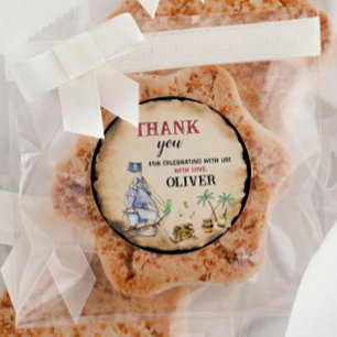 Rond Sticker de fête d'anniversaire Pirate