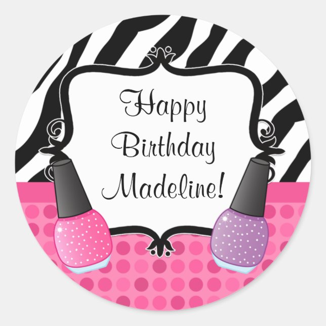 Rond Sticker de fête d'anniversaire spa Zebra Stripe (Devant)