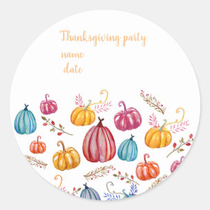 Rond Sticker de fête de Thanksgiving Texte personnalisé