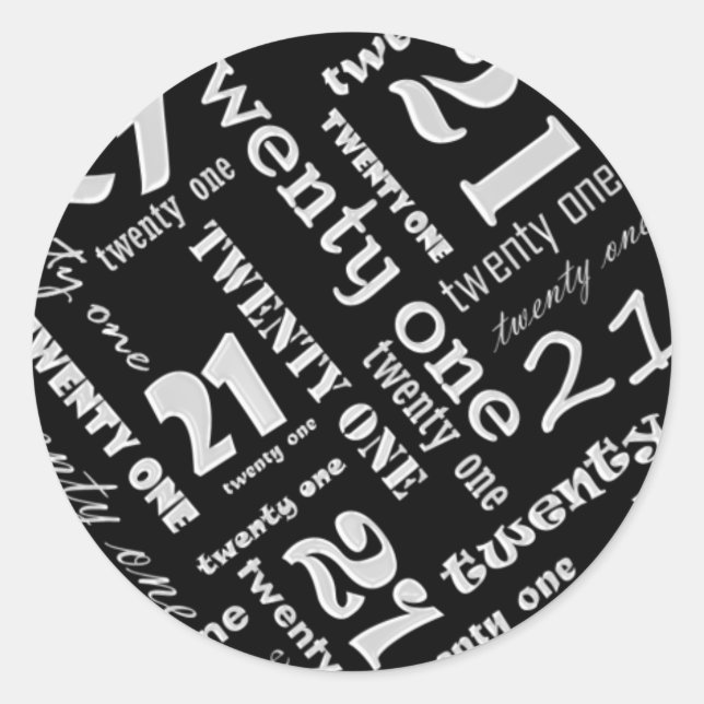 Rond Sticker de fête du 21e anniversaire (Devant)