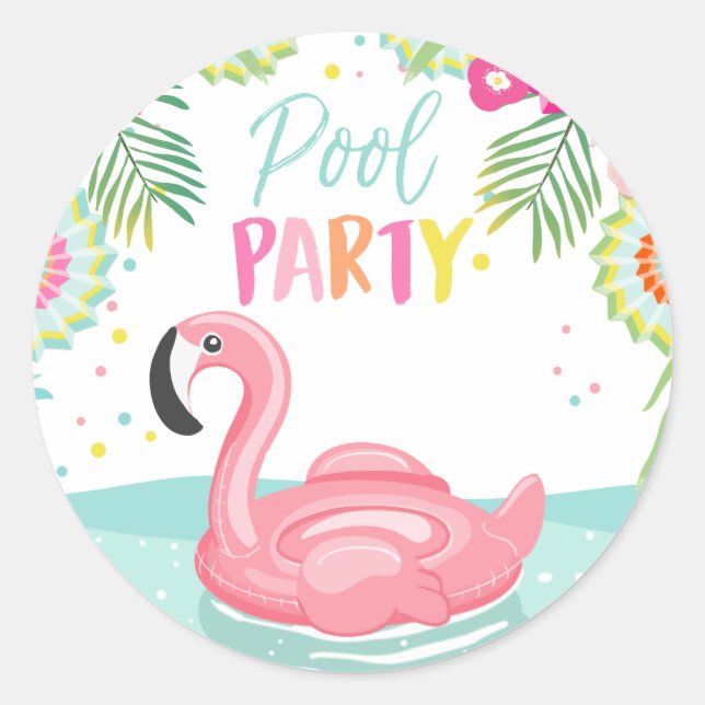Rond Sticker de Flamant rose Pool Tropical Pool Flotte (Devant)