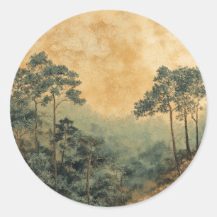 Rond Sticker de forêt classique analogique