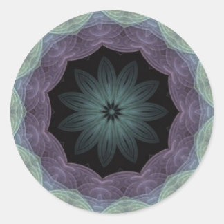 Rond Sticker de géométrie sacrée Black White Star Flowe