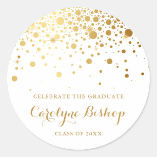 Rond Sticker de graduation personnalisée Faux Gold Conf