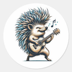Rond Sticker de guitare Rockin' Hedgehog