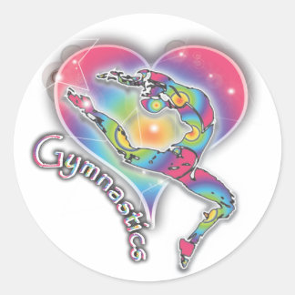 Rond Sticker de gymnastique avec coeur et arc-en-ciel
