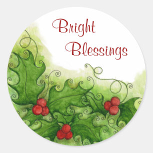 Rond Sticker de Holly Berries
