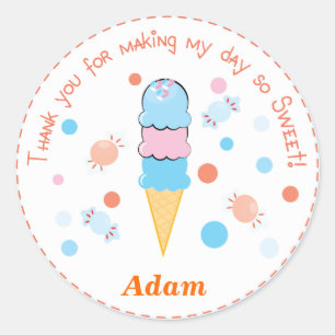 Rond Sticker de la crème glacée bleu clair Whimsical