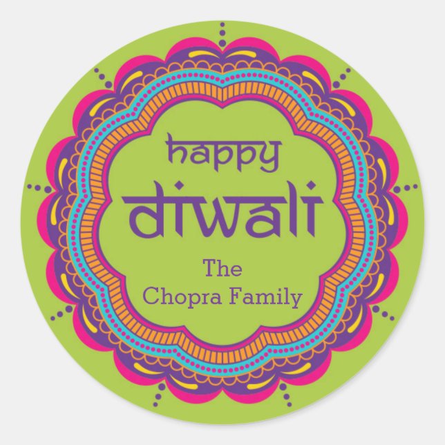 Rond Sticker de la fête de Diwali avec Mandala (Devant)