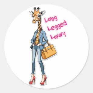 Rond Sticker de la Giraffe fashionista : Élégante cale 