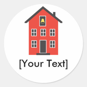 Rond Sticker de la maison de l'école rouge