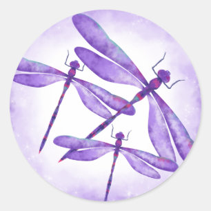 Rond Sticker de la partie des libellules violettes