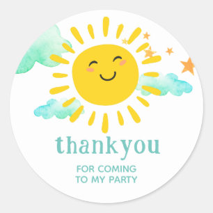Rond Sticker de la partie Merci à soleil doux sourire