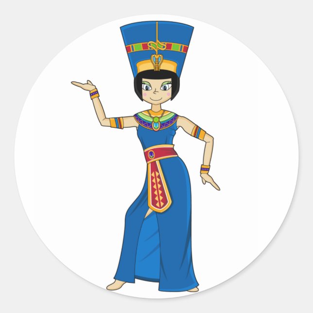 Rond Sticker de la reine égyptienne Nefertiti (Devant)