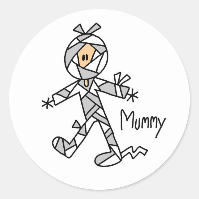 Rond Sticker de la silhouette de momie d'Halloween (Devant)