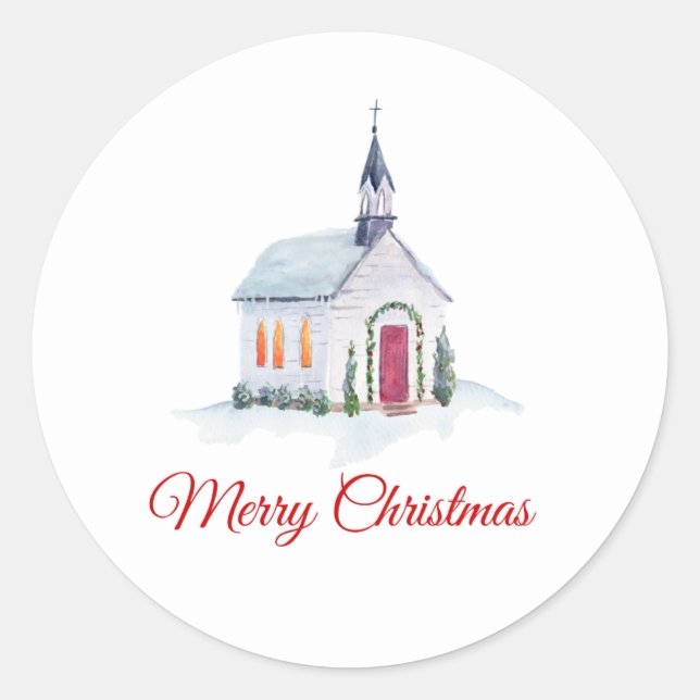 Rond Sticker de l'église de Noël (Devant)