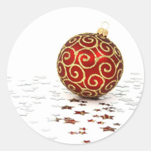 Rond Sticker de l'ornement rouge et des étoiles
