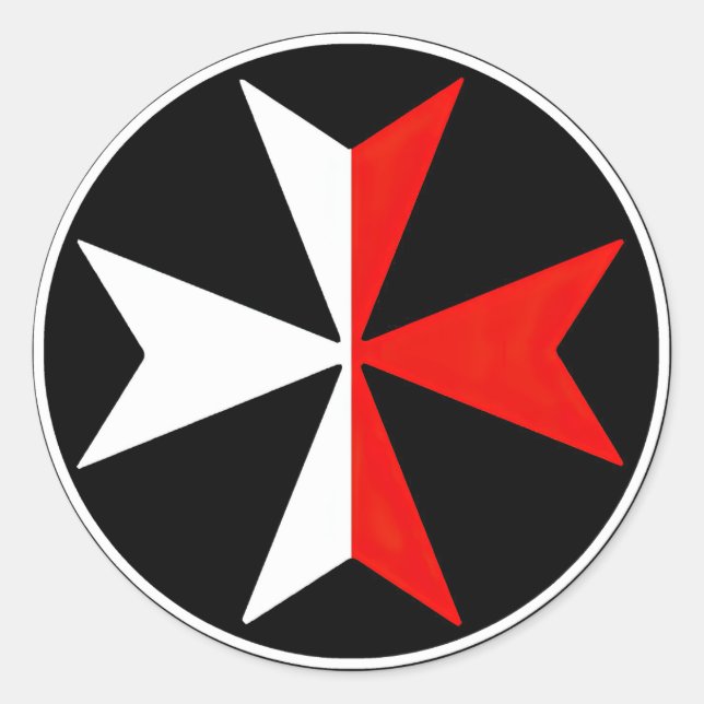 Rond Sticker de Malte Knights Cross Blanc et Rouge Malt (Devant)