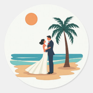 Rond Sticker de mariage de plage
