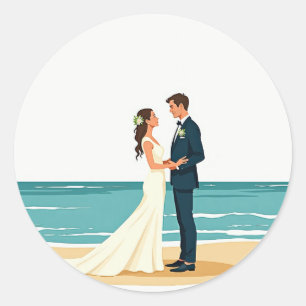 Rond Sticker de mariage de plage