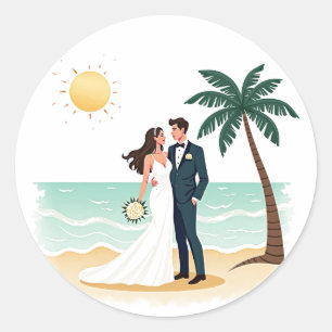 Rond Sticker de mariage de plage