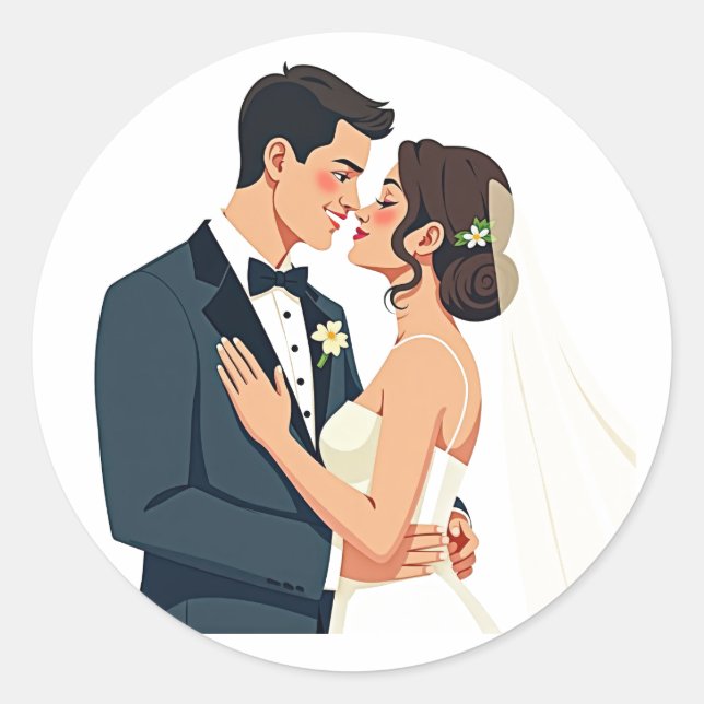 Rond Sticker de mariage élégant (Devant)